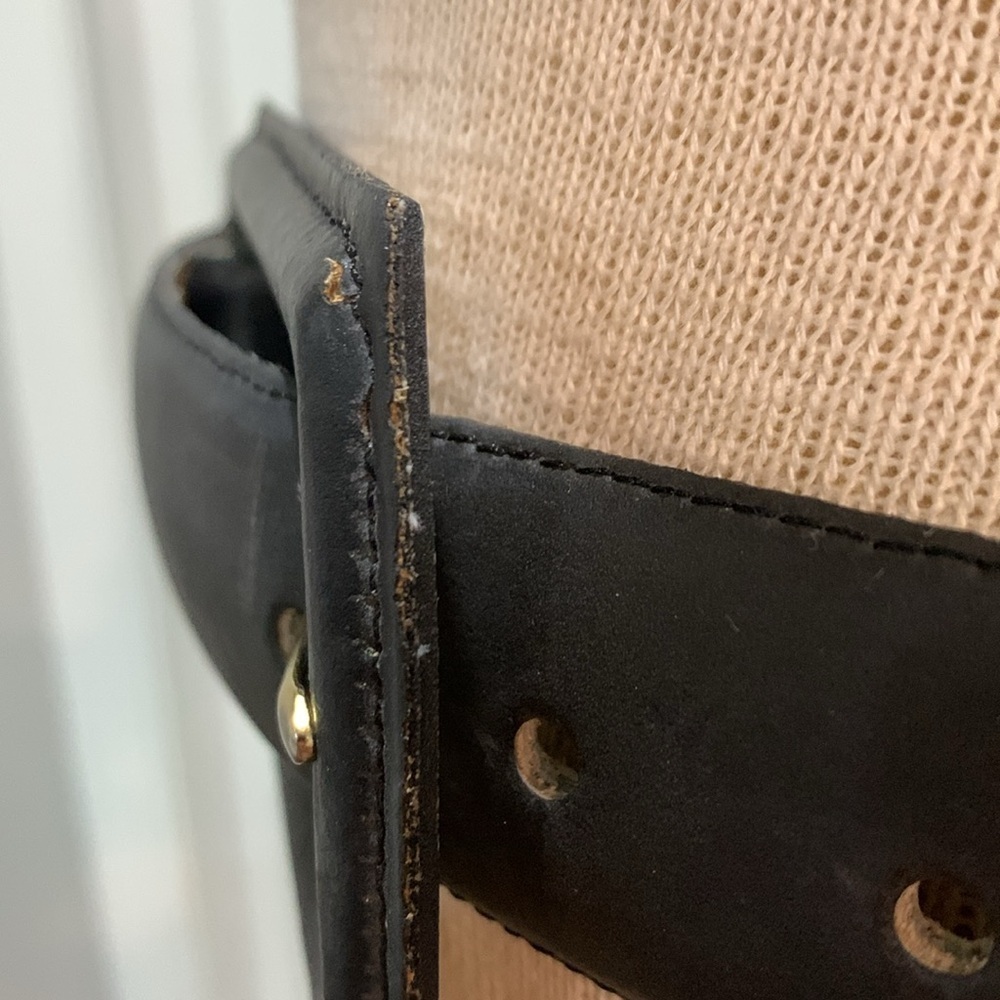 Genuine leather black wide belt with oversized buckle - Picture 3 of 6